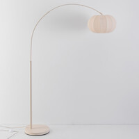 Båglampa Marell i Japandistil med tygskärm - beige