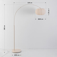 Båglampa Marell i Japandistil med tygskärm - beige