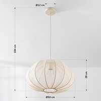 Japandi-pendellampa Ecruva - rund skärm i ljusbeige tyg Ø50 cm