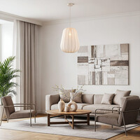 Pendellampa Mousa med droppformad skärm - ljusbeige