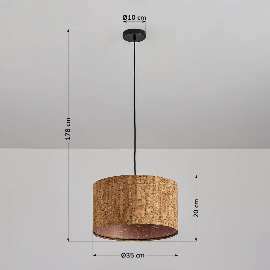 Designad pendellampa Koru i korkläder