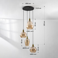 Pendellampa Nilo med fyra lampor - amberfärgat glas