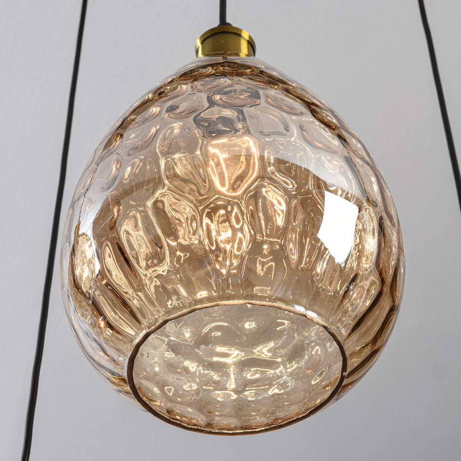 Pendellampa Nilo med sju lampor - amberfärgat glas