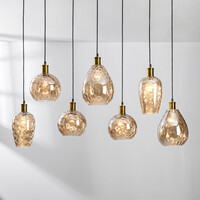 Pendellampa Nilo med sju lampor - amberfärgat glas