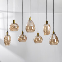 Pendellampa Nilo med sju lampor - amberfärgat glas