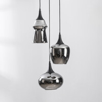 Design taklampa Zian – 3-ljus svart med rökglas i olika former
