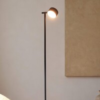 Golvlampa Zinc med uppladdningsbar läslampa, touchdimmer och integrerad LED - svart
