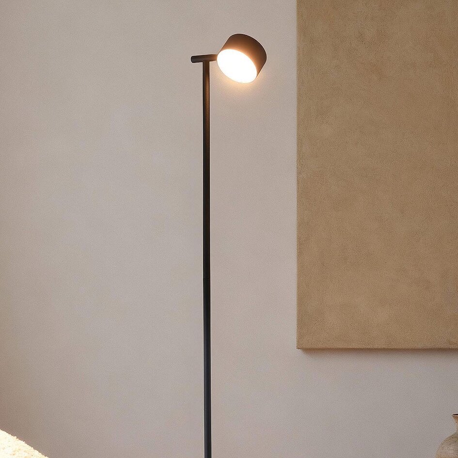 Golvlampa Zinc med uppladdningsbar läslampa, touchdimmer och integrerad LED - svart