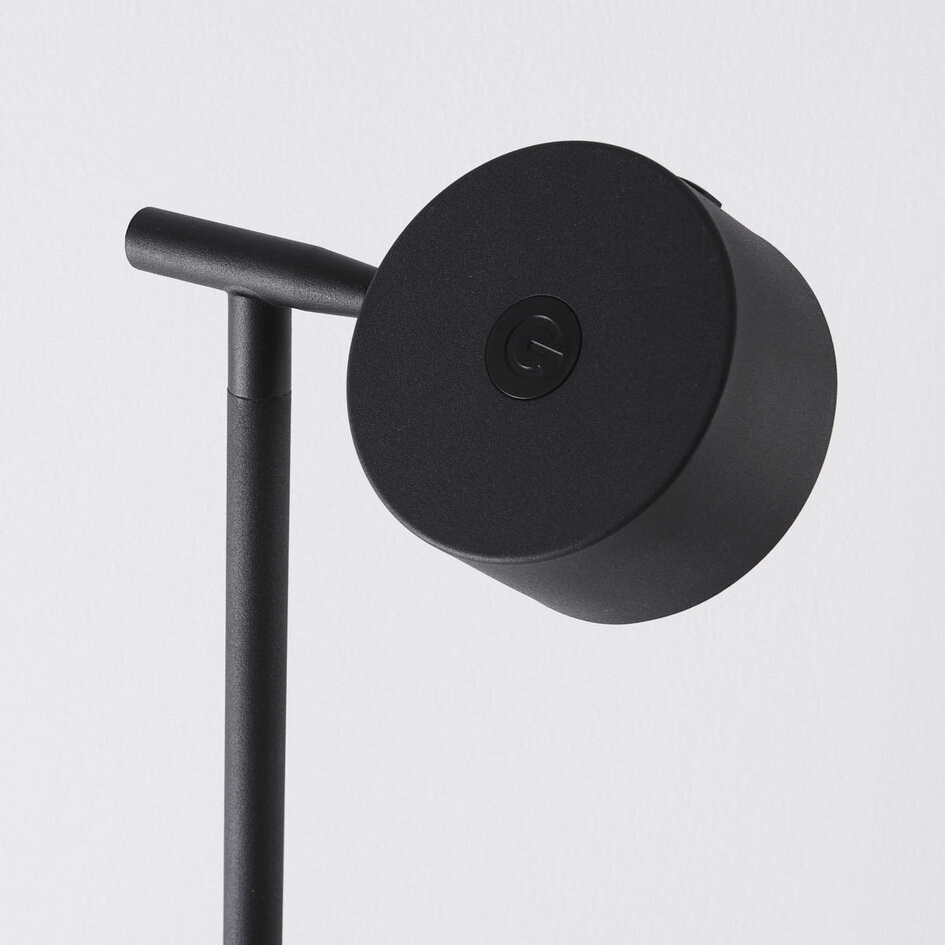 Golvlampa Zinc med uppladdningsbar läslampa, touchdimmer och integrerad LED - svart