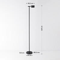 Golvlampa Zinc med uppladdningsbar läslampa, touchdimmer och integrerad LED - svart