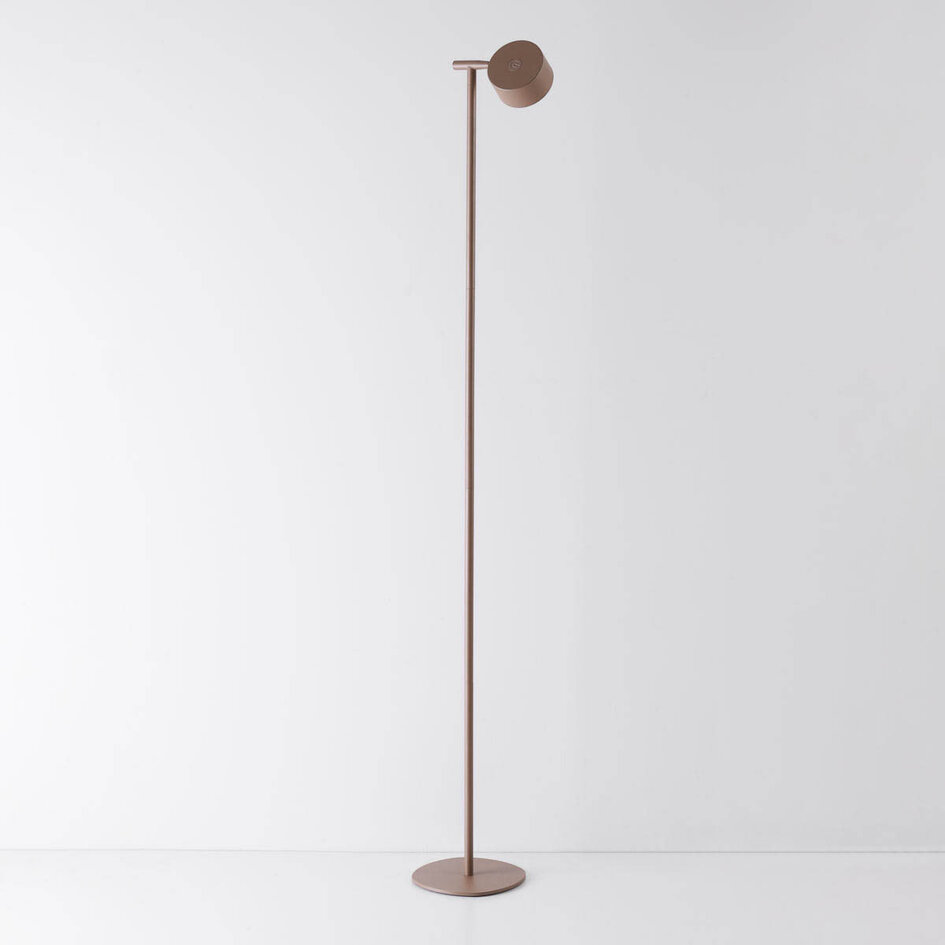 Golvlampa Zinc med uppladdningsbar läslampa, touchdimmer och integrerad LED - taupe