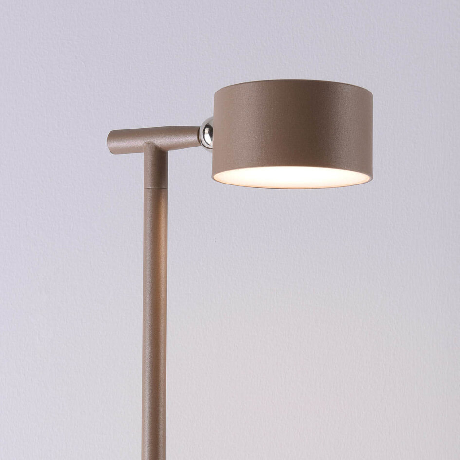 Golvlampa Zinc med uppladdningsbar läslampa, touchdimmer och integrerad LED - taupe