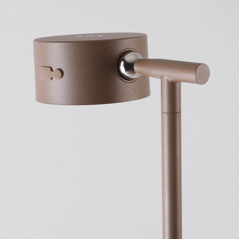 Golvlampa Zinc med uppladdningsbar läslampa, touchdimmer och integrerad LED - taupe
