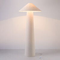 Golvlampa Nura med linneskärm - benvit