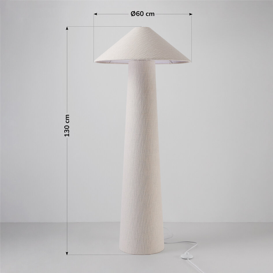 Golvlampa Nura med linneskärm - benvit