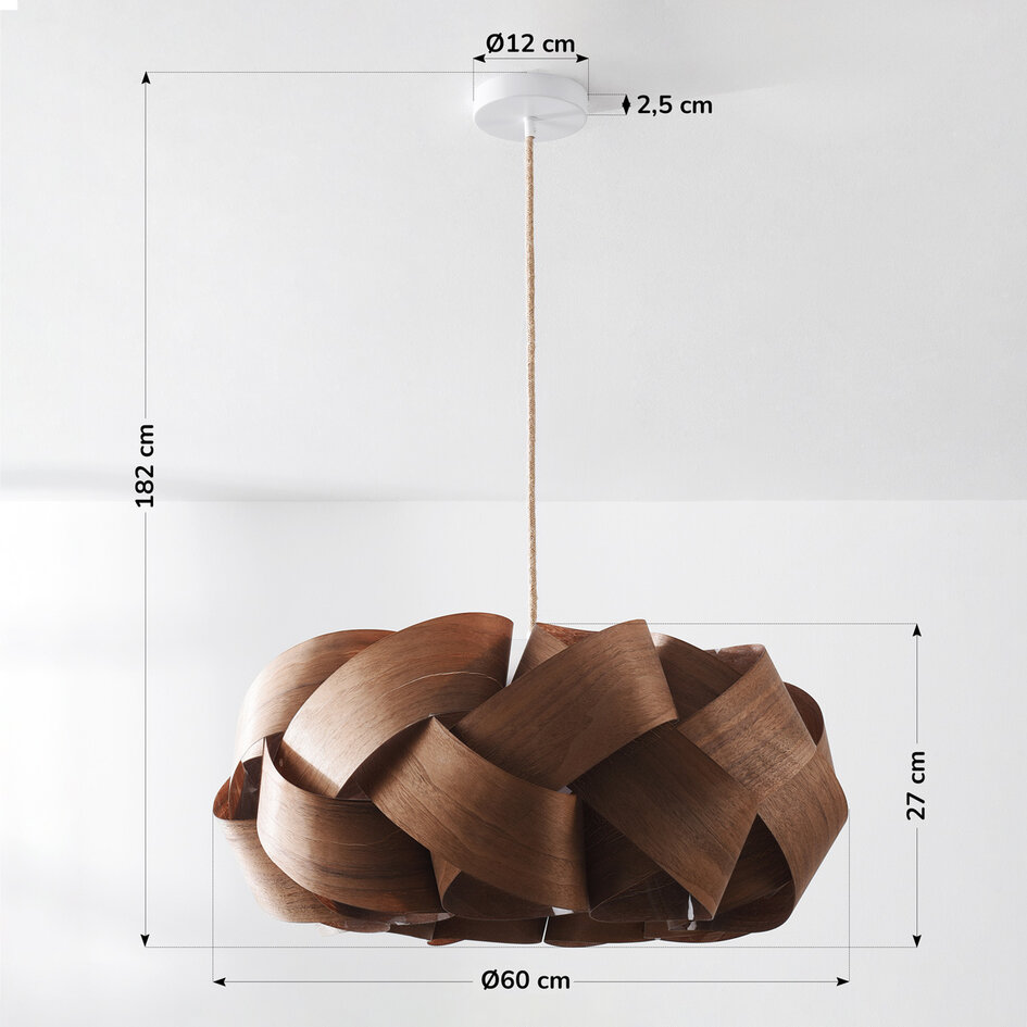 Pendellampa Weave i valnötsfanér - Ø60 cm