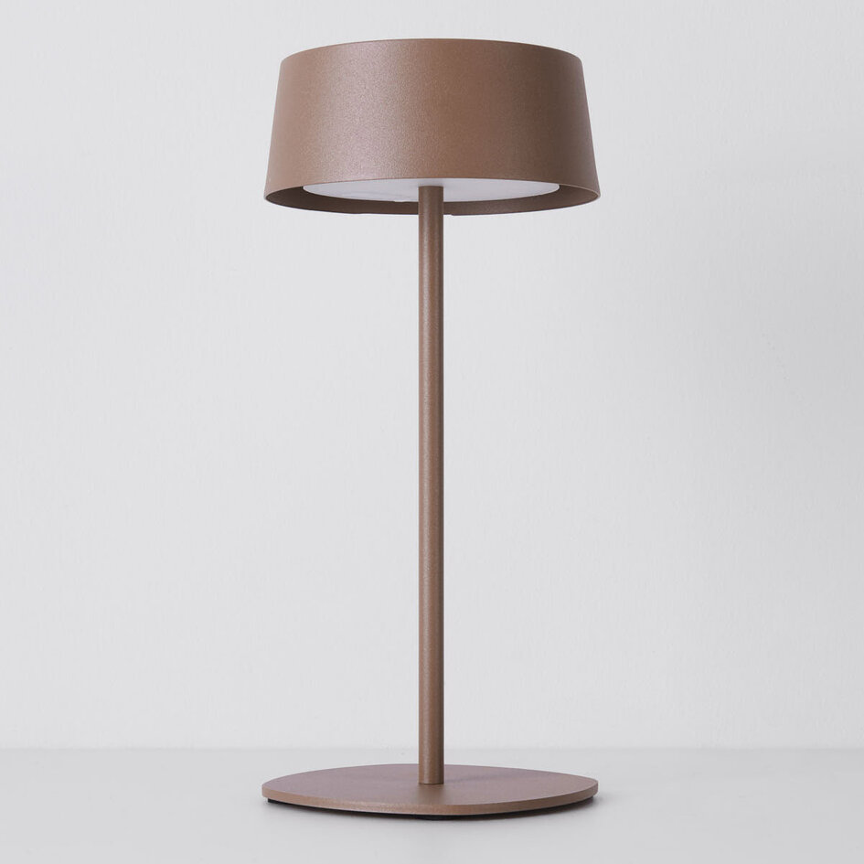 Uppladdningsbar bordslampa Auris i taupe med integrerad dimbar LED