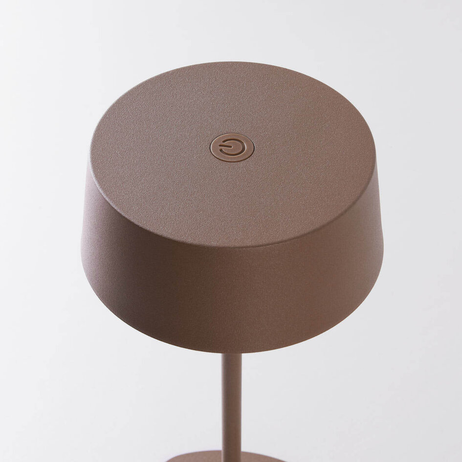 Uppladdningsbar bordslampa Auris i taupe med integrerad dimbar LED