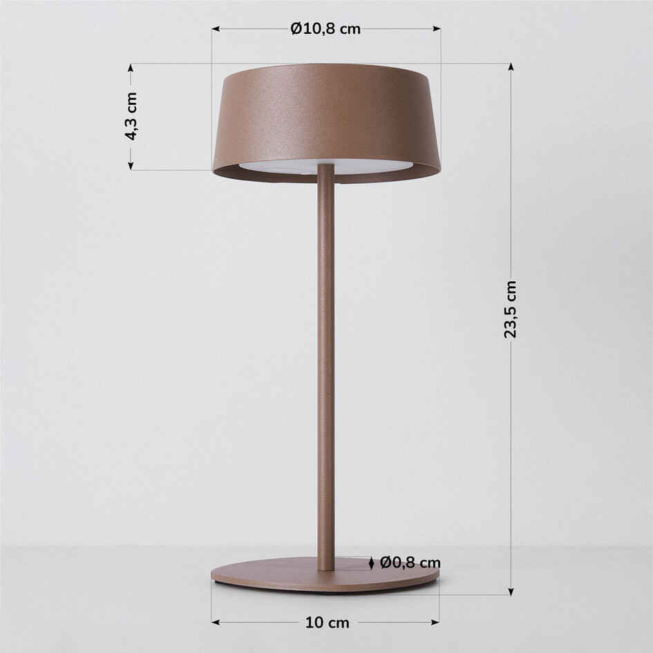 Uppladdningsbar bordslampa Auris i taupe med integrerad dimbar LED