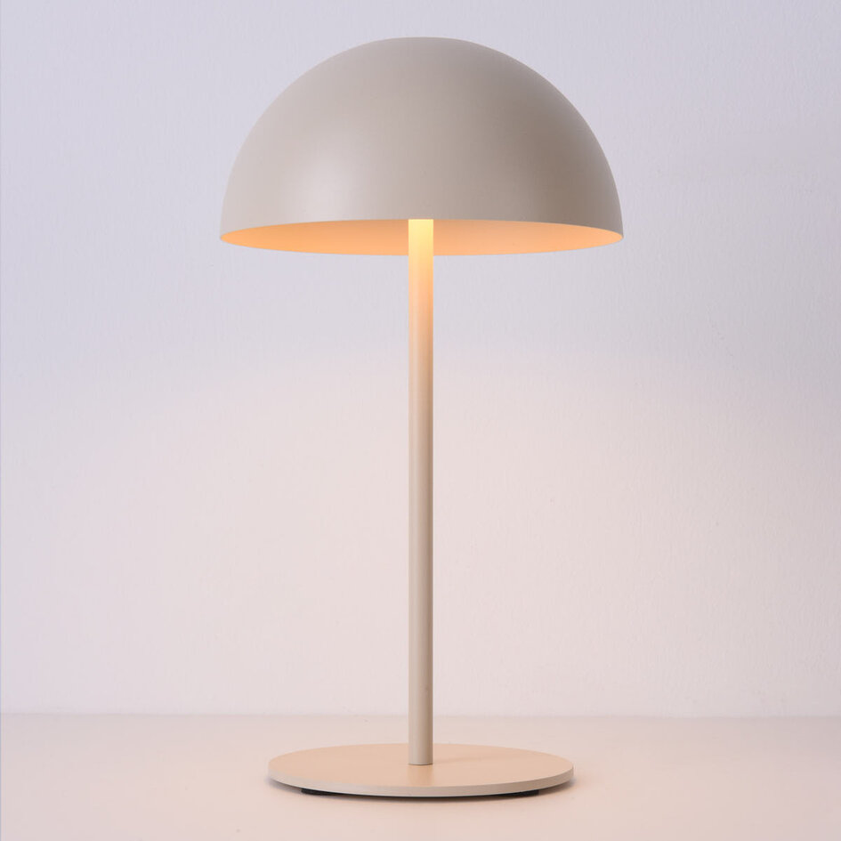 Uppladdningsbar bordslampa Vanta med svampdesign - beige med integrerad dimbar LED