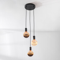 Pendellampa Illumine med tre lampor - svart, set inklusive dimbara E27 LED-lampor