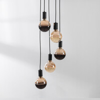 Pendellampa Illumine med fem lampor - svart, set inklusive dimbara E27 LED-lampor