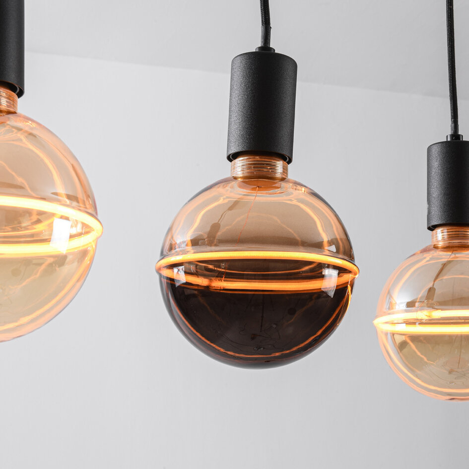 Pendellampa Nivelle med fyra lampor - svart, set inklusive dimbara E27 LED-lampor