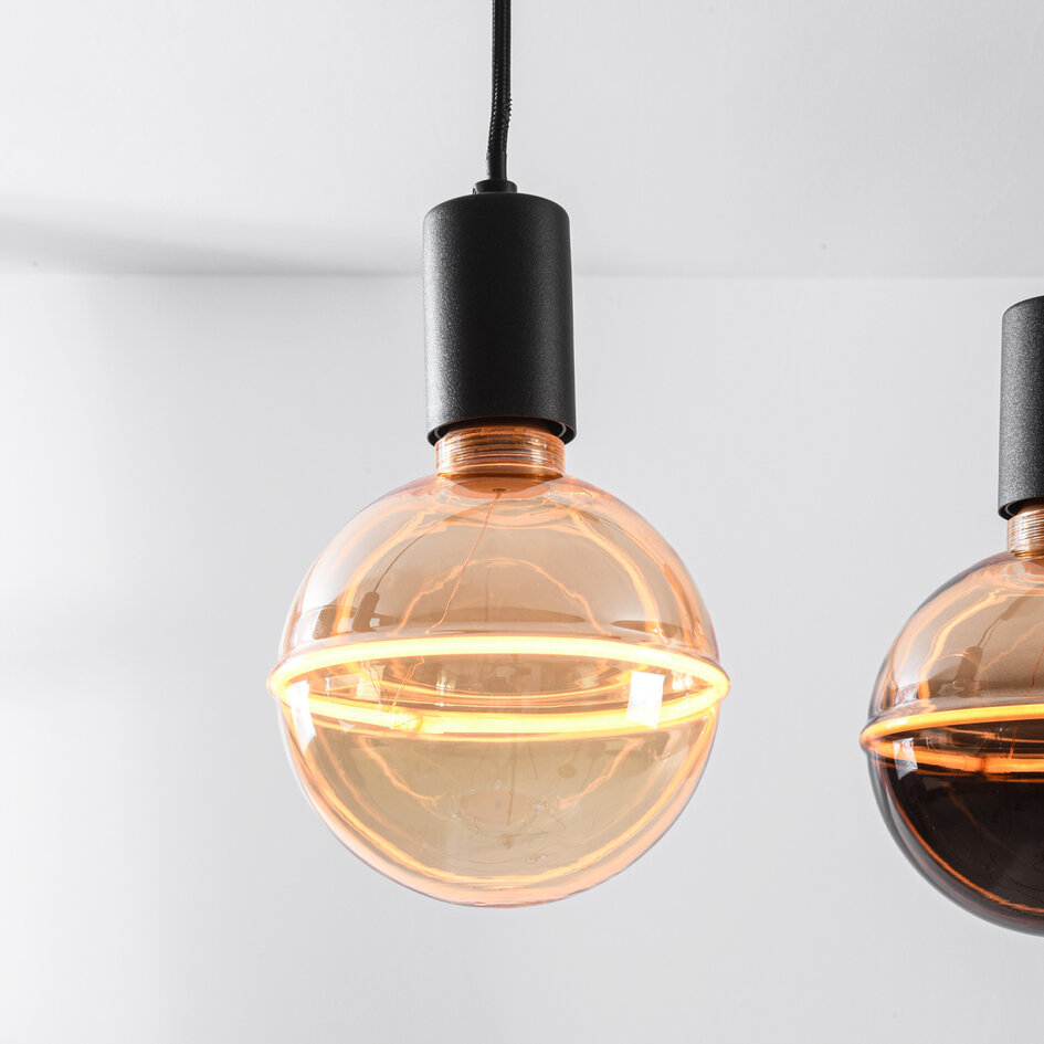 Pendellampa Nivelle med fyra lampor - svart, set inklusive dimbara E27 LED-lampor