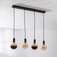 Pendellampa Nivelle med fyra lampor - svart, set inklusive dimbara E27 LED-lampor