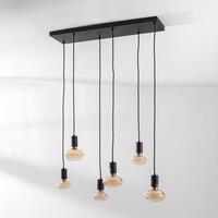 Pendellampa Nivelle med sex lampor - svart, set inklusive dimbara E27 LED-lampor
