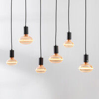 Pendellampa Nivelle med sex lampor - svart, set inklusive dimbara E27 LED-lampor