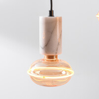 Pendellampa Caverna med sex lampor - svart med marmordetaljer, set inklusive dimbar LED