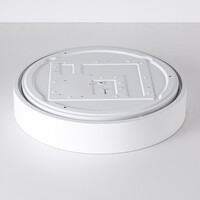 LED-taklampa Larios, 3-stegs dimbar Ø39 cm - vit med träaccent