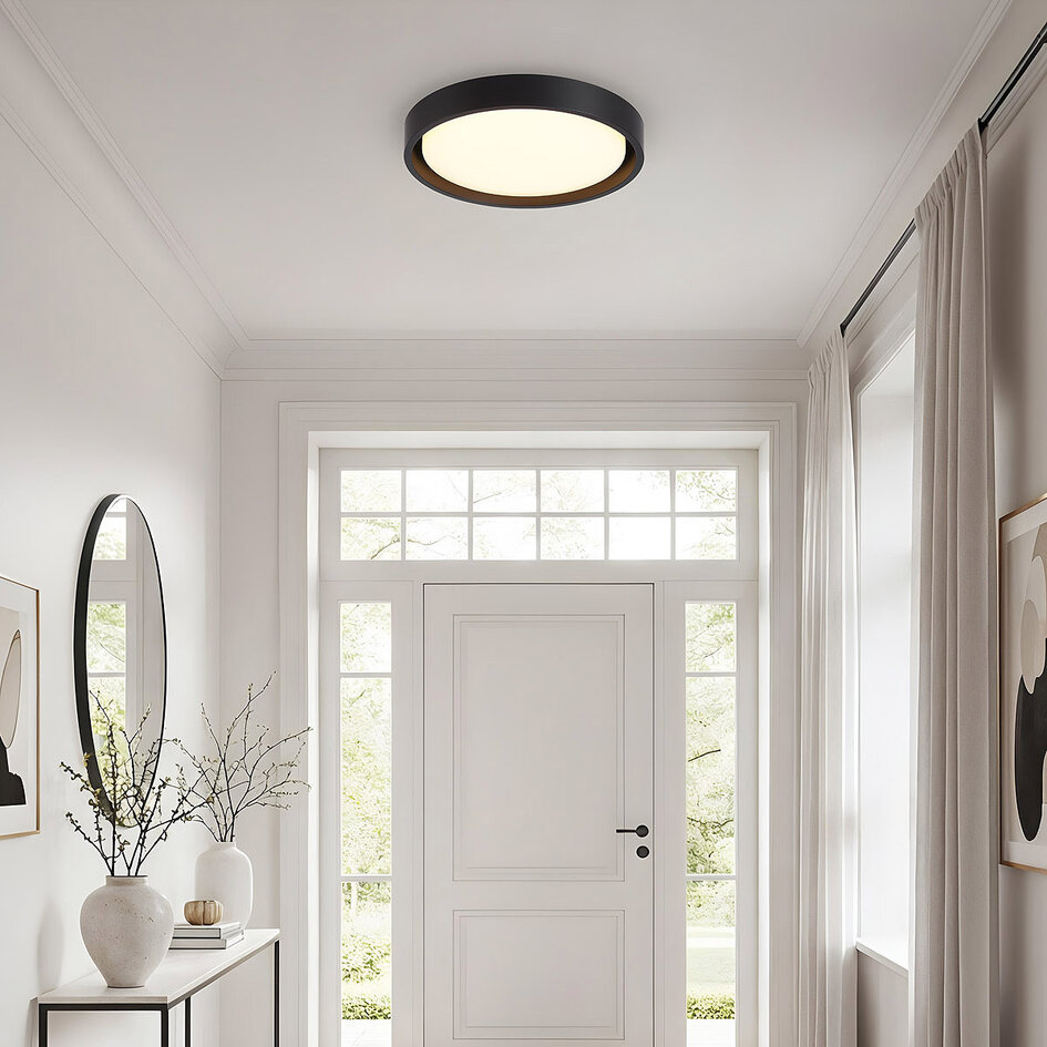 LED-taklampa Ricardo, 3-stegs dimbar Ø31 cm - svart