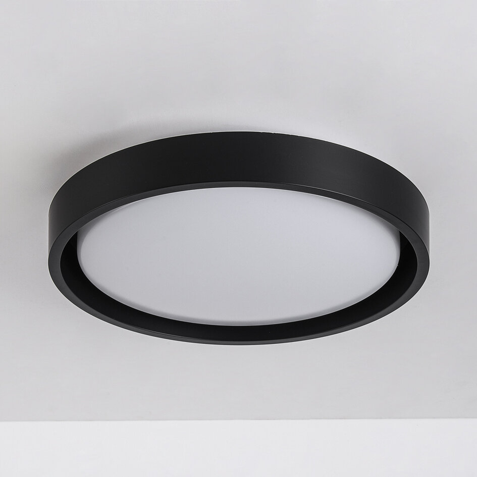 LED-taklampa Ricardo, 3-stegs dimbar Ø31 cm - svart
