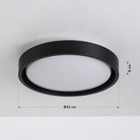 LED-taklampa Ricardo, 3-stegs dimbar Ø31 cm - svart