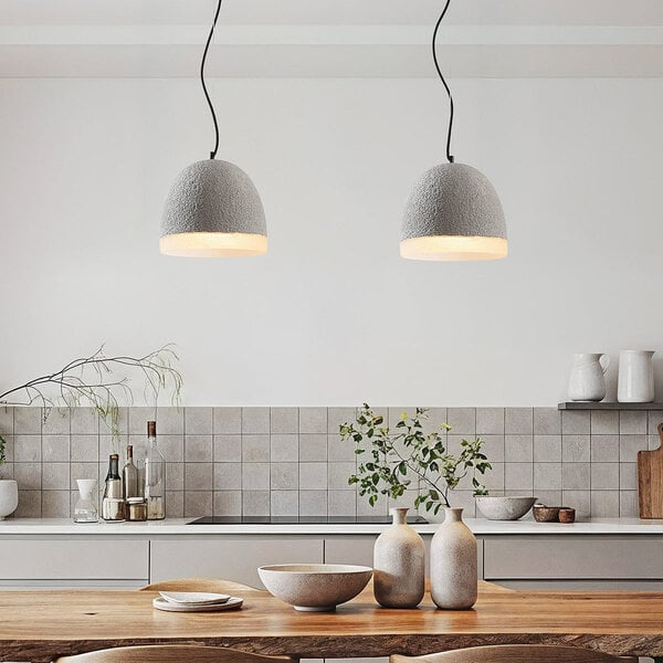 Wabi sabi-pendellampa Tura med två lampor med cementlook