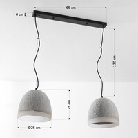 Wabi sabi-pendellampa Tura med två lampor med cementlook