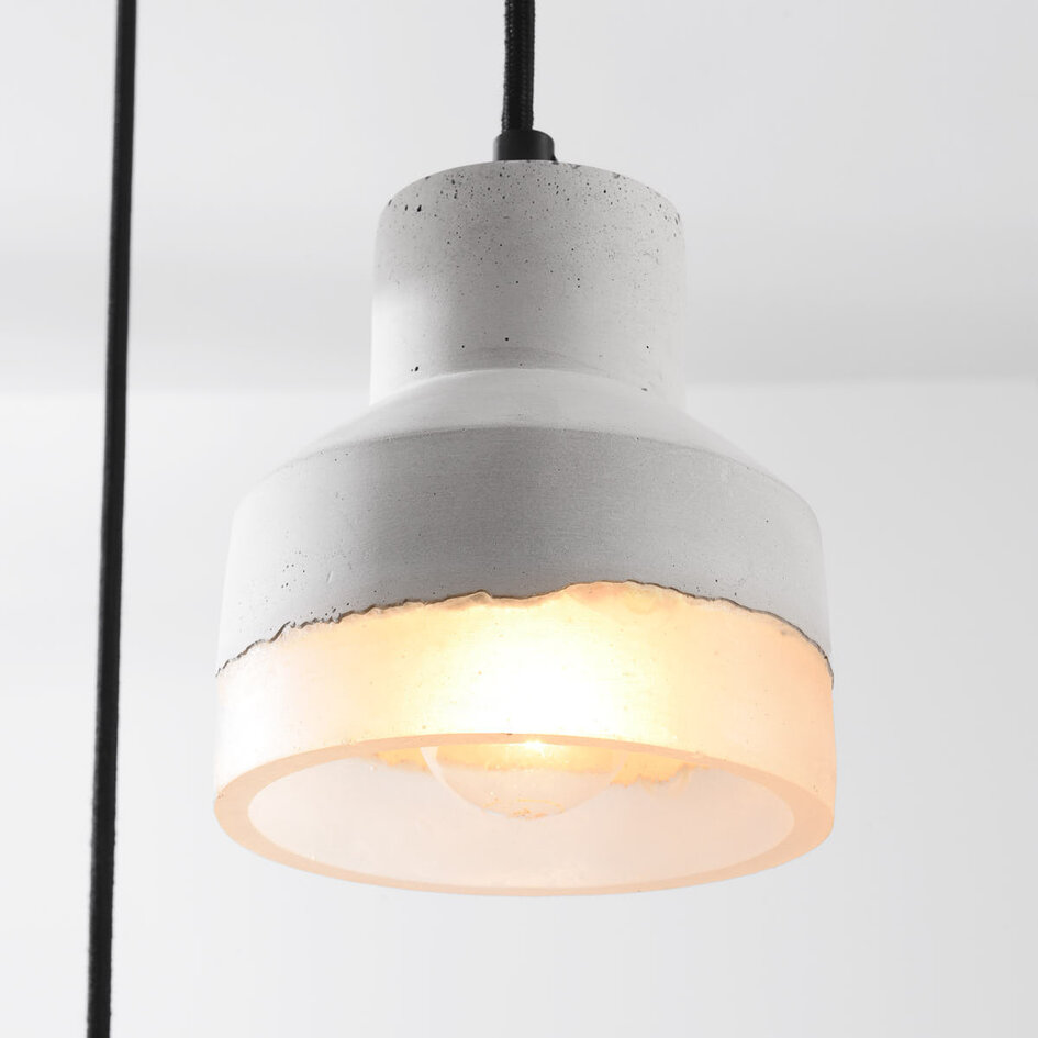 Wabi sabi-pendellampa Riva med tre lampor och cementlook