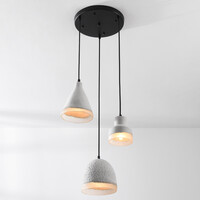Wabi sabi-pendellampa Riva med tre lampor och cementlook