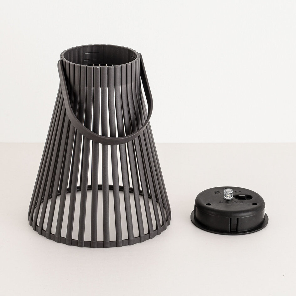 Designad solcellsdriven bordslampa Rayor - gråbrun med integrerad LED