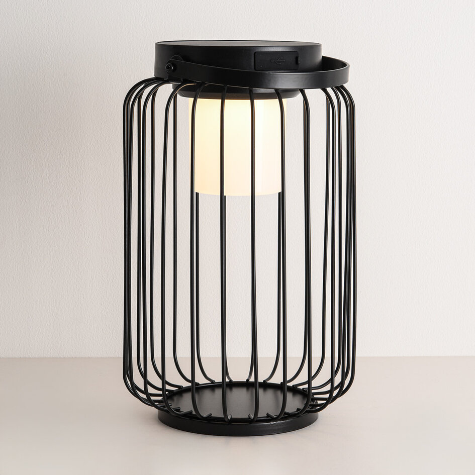 Solcellsdriven lykta Luxon - svart med integrerad LED