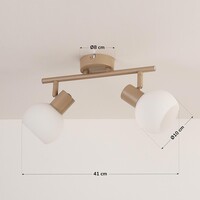 Vridbar taklampa Phiene med två mjölkvita glasskärmar - beige