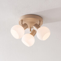Vridbar taklampa Peri med tre lampor och mjölkvitt glas - beige