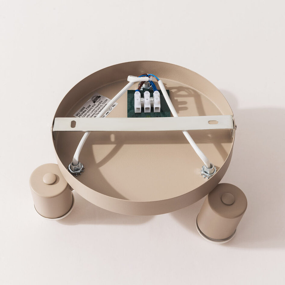 Vridbar taklampa Peri med tre lampor och mjölkvitt glas - beige