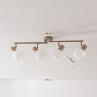 Modern taklampa Pela i mjölkvitt glas med fyra vridbara spotlights - beige