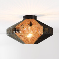 Boho chic-taklampa Skima i svart och naturellt rep