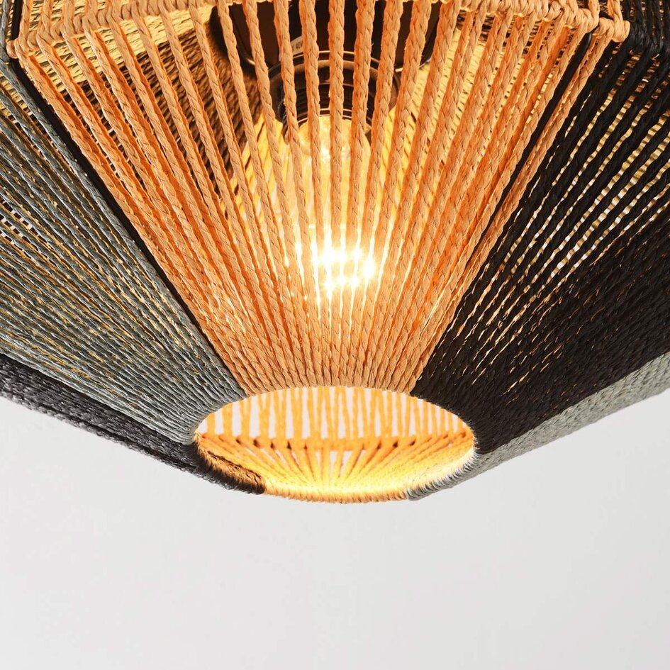 Boho chic-taklampa Skima i svart och naturellt rep