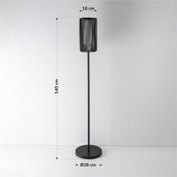 Solcellsdriven stående lampa Chara med flätad design - svart med integrerad LED