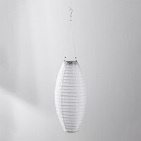 Solcellslykta Pyra – solcellsdriven hängande lampa av vitt nylon